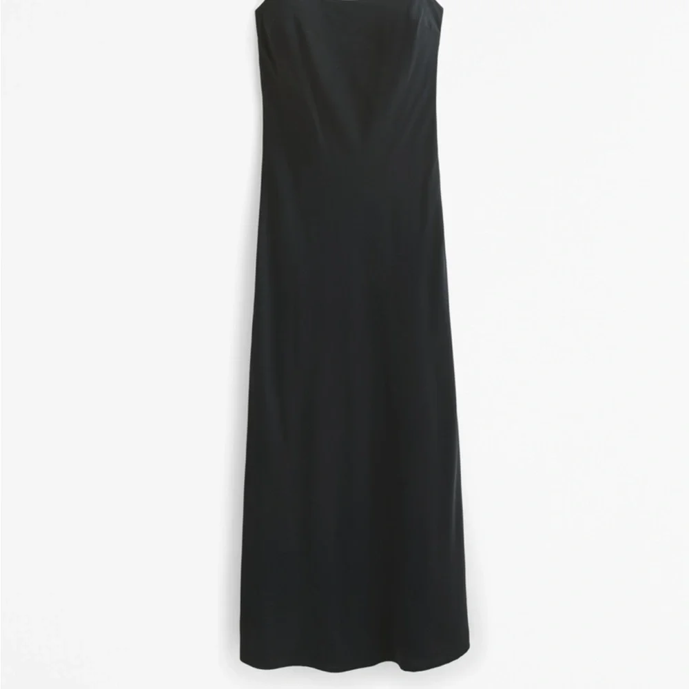The A&F Elegant Black Satin Julia Slip Maxi Dress